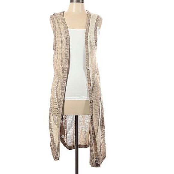 Rosie Neira Ewyn Neutral Open Knit Cardigan Vest size Medium - Picture 10 of 10